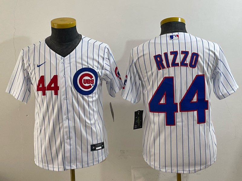 Youth Chicago Cubs 44 Rizzo white Nike MLB 2025 jersey 001